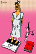 Caricature Themis on the scales by Igor Lukyanchenko