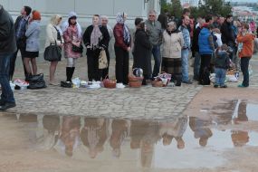 Believers with easter baskets
