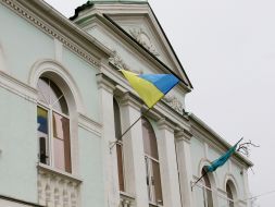 Flag of Ukraine on building of Majlis of Crimean Tatar