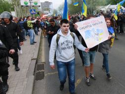 ProRussian activists attacked participants of proUkrainian march in Donetsk