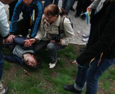 ProRussian activists attacked participants of proUkrainian march in Donetsk