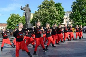 Participants of the flash mob "Do not defeat the enemies never Ukraine"