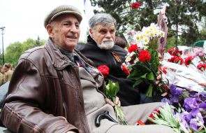 Participants of festive parade