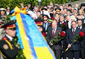 Participants of ceremony of laying-on of flowers