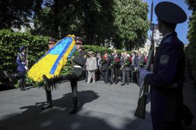 Participants of ceremony of laying-on of flowers