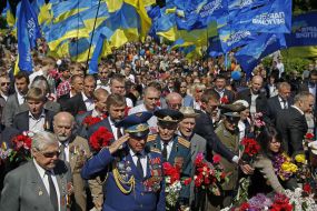 Участники празднования Дня Победы