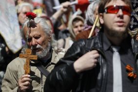 Участники празднования Дня Победы