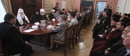 Participants of the meeting of the Council of Churches and Religious Organizations
