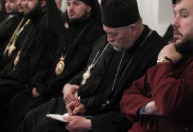 Participants of the meeting of the Council of Churches and Religious Organizations