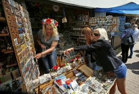 Girl considers souvenirs