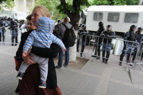 Riot police in the center of Simferopol
