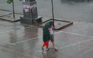 Rain in the center of Kiev