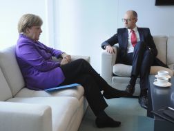 Arseniy Yatsenyuk and Angela Merkel