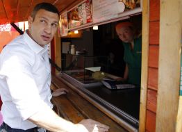 Vitali Klitschko near shopping stall