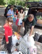 Activists collect humanitarian aid