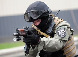 Militiaman during exercise