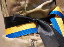 Mourning Ribbon and Ukrainian flag