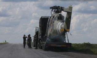 Transportation damaged Mi-24 helicopter