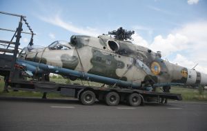 Transportation damaged Mi-24 helicopter