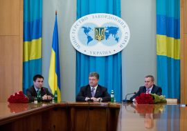 Pavel Klimkin, Petr Poroshenko and Andrey Deshchitsa