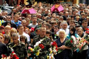 Церемония прощания с погибшими военнослужащими