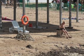 People on the beach in Evpatoria