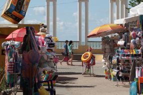 People on the beach in Evpatoria