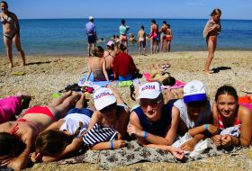 Holidaymakers on the beach