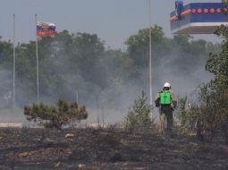 Burning dead wood in the steppe