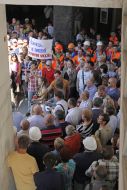 Participant holds a placard picket