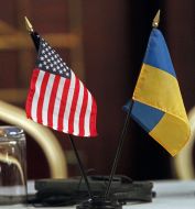 Flags of Ukraine and USA