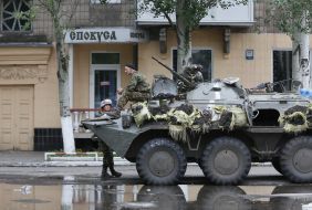 Ukrainian military machinery in Slavyansk