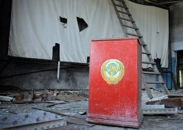 Tribune with the emblem of the USSR