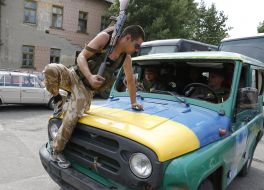 Soldiers of volunteer battalion "Aydar"