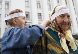 Ukrainian farmers on a hunger strike