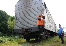 Train with refrigerators