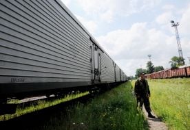 Train with refrigerators