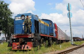 Train with refrigerators