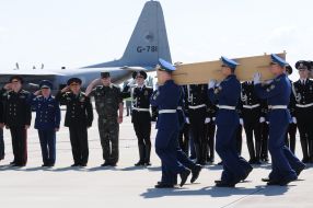Farewell ceremony with the bodies of dead passengers of the aircraft "Boeing 777"