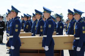 Farewell ceremony with the bodies of dead passengers of the aircraft "Boeing 777"