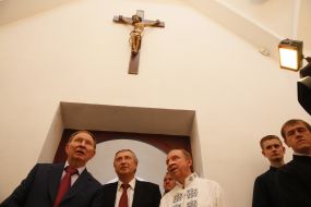 Leonid Kuchma, Mikhail Zgurovsky and Stanislav Dovgy