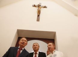 Leonid Kuchma, Mikhail Zgurovsky and Stanislav Dovgy