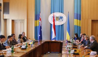 Pavel Klimkin, Franciscus Timmermans and Julie Bishop