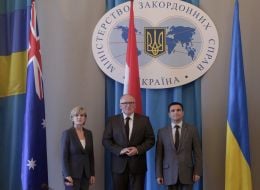 Pavel Klimkin, Franciscus Timmermans and Julie Bishop