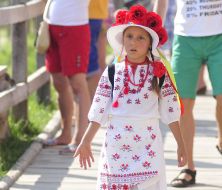 The girl in an embroidered shirt