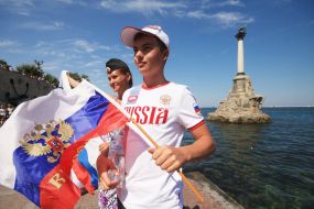 Participants of the celebration of the Day of the Navy of the Russian Federation