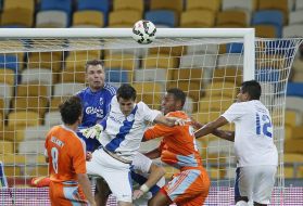 Moment of the soccer Champions League match