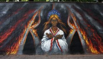 Heaven Hundred Heroes' memorial graffiti in Poltava