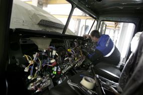 Work to strengthen the armor of KrAZ vehicles