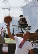 Activist of self defense of Maidan on the barricades